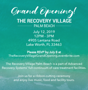 The Recovery Village Palm Beach Grand Opening Flyer